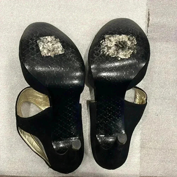 [7-7.5]Halston  Heritage Black Suede Heel Sandal - Picture 5 of 8